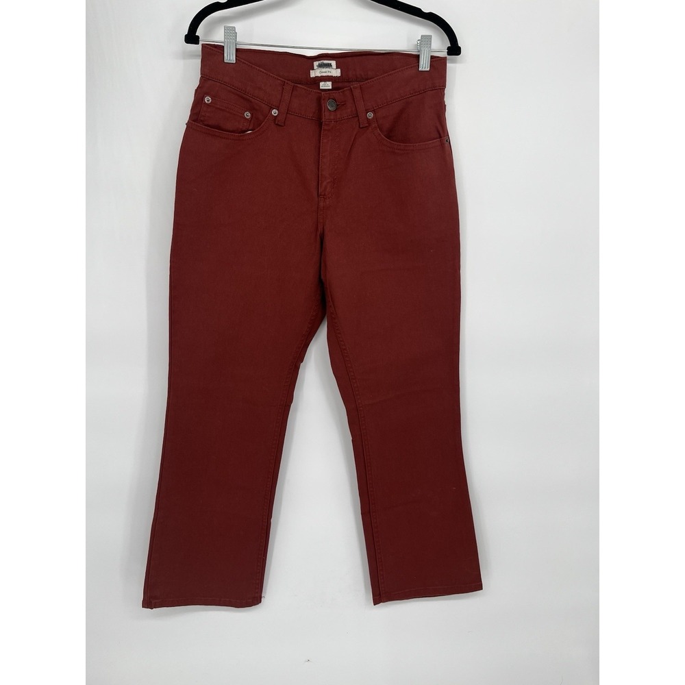 LL Bean Womens Classic Fit Pants Red Cotton 10 PET
